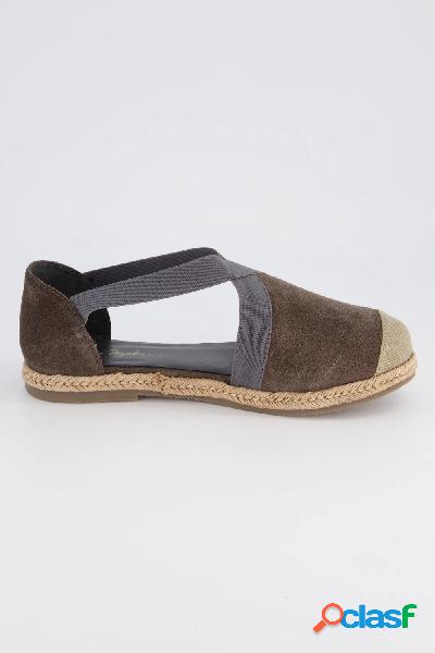 Espadrillas, sandali in pelle scamosciata con suola in rafia