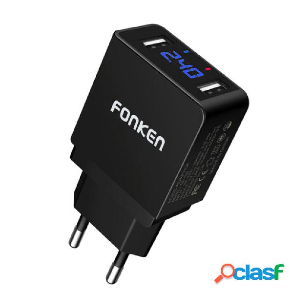 FONKEN 2.4A Doppia porta USB Ricarica rapida LED Display