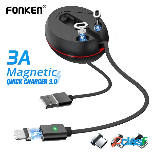 FONKEN Telescopico Magnetico 3 in 1 USB Type C Cavo dati