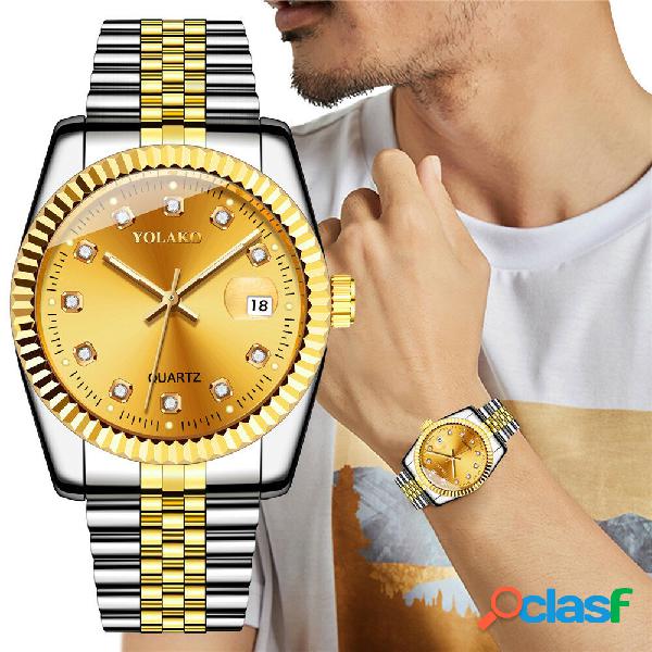 Fashion Alloy Steel Banda Watch Diamond Casual Square Men