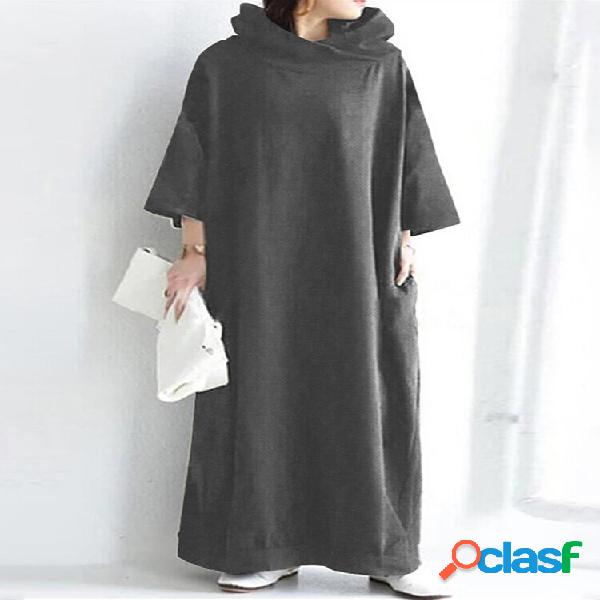 Felpa ampia donna Maxi Lunghezza Abiti midi con cappuccio