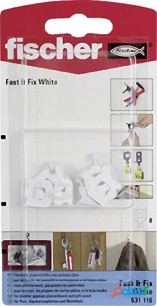 Gancio a muro Fast & Fix di Fischer, bianco K, 8 pz.