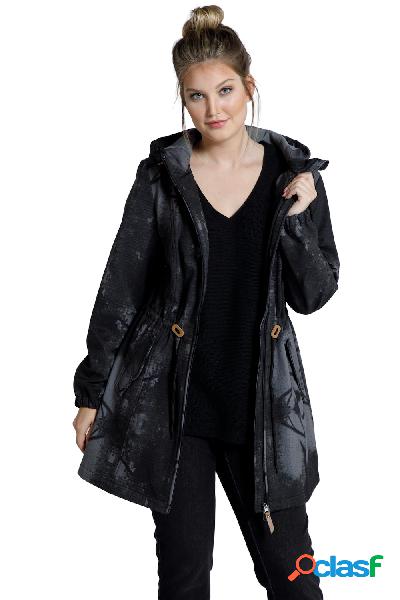 Giacca di softshell con stampa, coulisse e cappuccio, Donna,