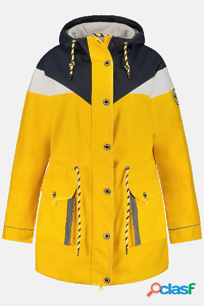 Giacca in tela cerata, color blocking, idrorepellente,