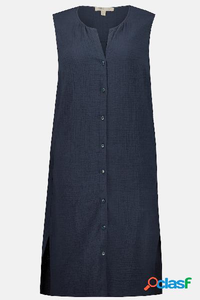 Gilet lungo testurizzato in cotone biologico senza maniche,