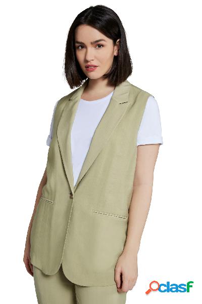 Gilet smanicato a righe con revers, Donna, Beige, Taglia: