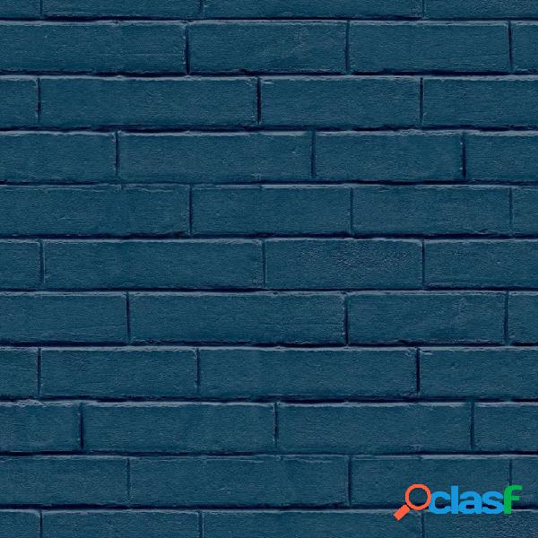 Good Vibes Carta da Parati Brick Wall Blu