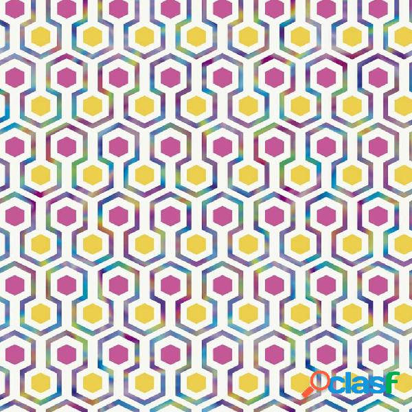 Good Vibes Carta da Parati Hexagon Pattern Rosa e Gialla