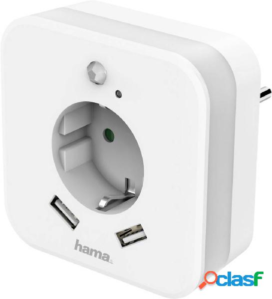 Hama 00133752 Presa di corrente intermedia con USB Bianco