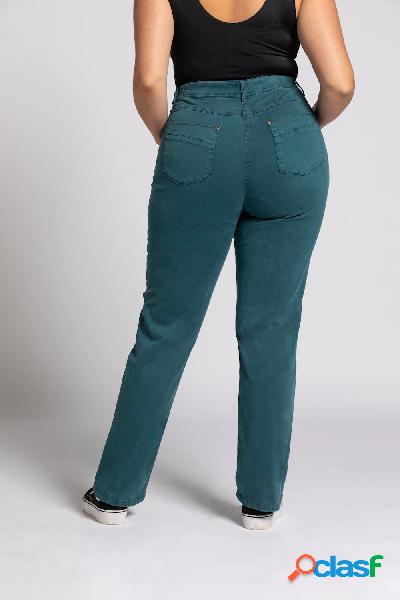 Jeans Mona, color denim, cuciture decorative, taglio dritto,