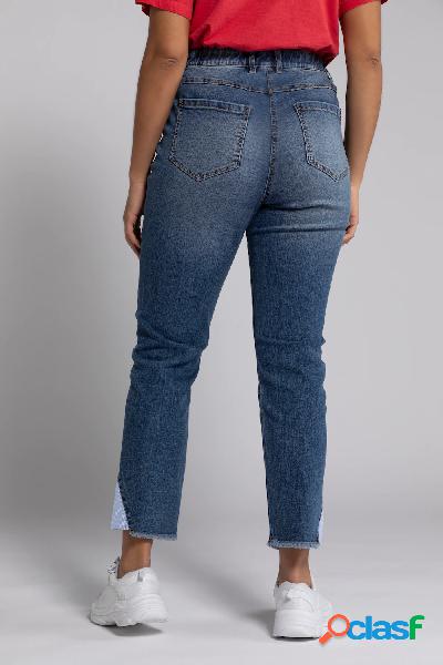 Jeans a 7/8 Sammy, orli sfrangiati, inserti a righe, Donna,