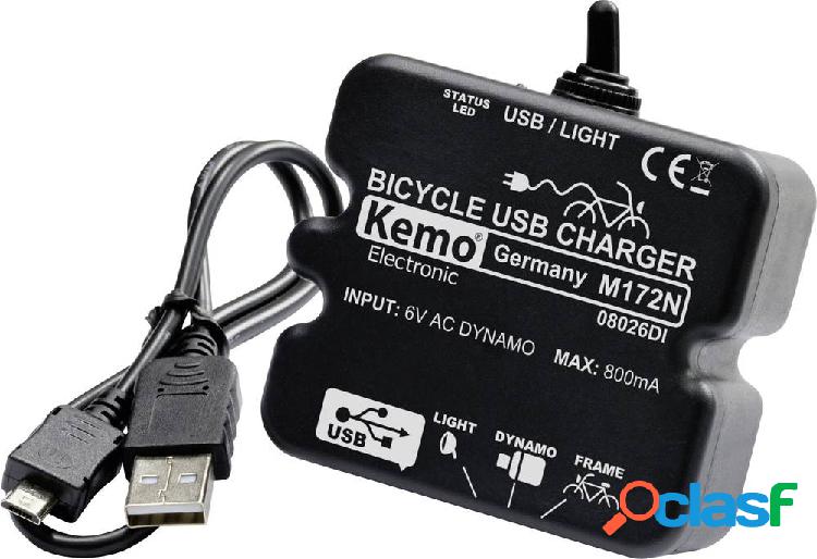 Kemo M-172N - USB Caricabatterie per bicicletta Nero