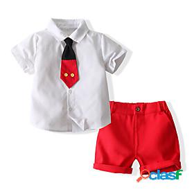 Kids Boys Clothing Set Childrens Day Short Sleeve White