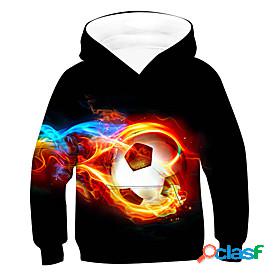 Kids Boys Hoodie Long Sleeve 3D Print Football Black