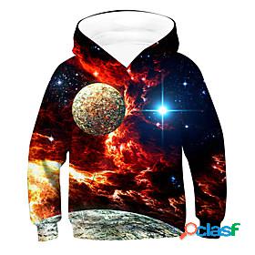 Kids Boys Hoodie Long Sleeve 3D Print Galaxy Red Children