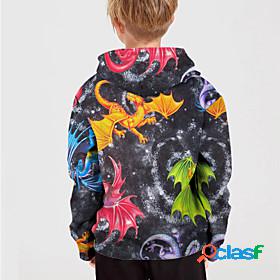 Kids Boys Hoodie Long Sleeve Dragon 3D Print Black Children