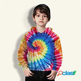 Kids Boys Hoodie Long Sleeve Fuchsia 3D Print Tie Dye Daily