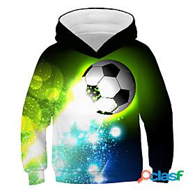 Kids Boys Hoodie Long Sleeve Green 3D Print Football Daily