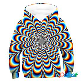 Kids Boys Hoodie Long Sleeve Rainbow 3D Print Drawstring