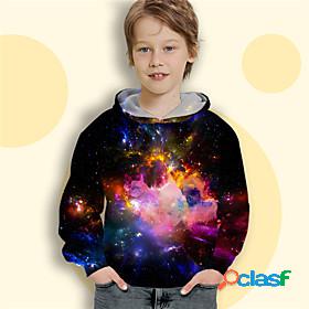 Kids Boys Hoodie Long Sleeve Rainbow 3D Print Galaxy Daily