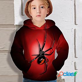 Kids Boys Hoodie Long Sleeve Red 3D Print Spider School