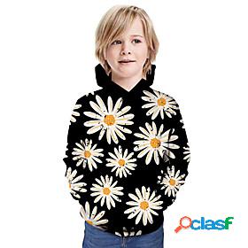 Kids Boys Hoodie Sweatshirt Daisy Long Sleeve Floral Graphic