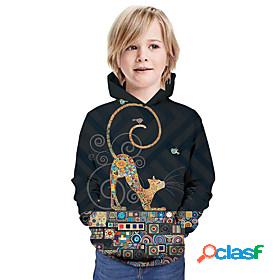 Kids Boys Hoodie Sweatshirt Long Sleeve Black 3D Print Print