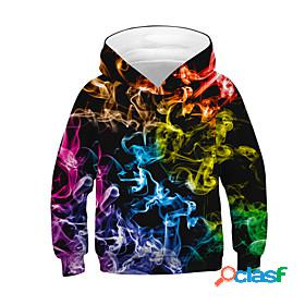 Kids Boys Hoodie Sweatshirt Long Sleeve Color Block 3D Black