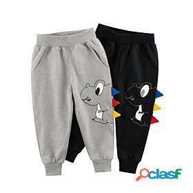 Kids Boys Pants Black Gray Print Animal Basic Fall Spring