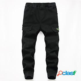 Kids Boys Pants Black Khaki Solid Colored Basic Fall 4-13