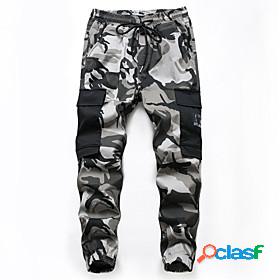 Kids Boys Pants Gray Drawstring Camouflage Basic Fall 5-13