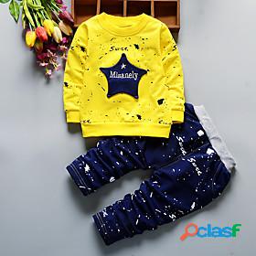 Kids Boys PantsSet Clothing Set Long Sleeve Blue Red Yellow