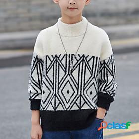 Kids Boys Sweater Long Sleeve Blue Black Stripe Daily