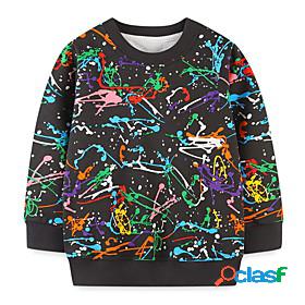 Kids Boys Sweatshirt Long Sleeve Black Cartoon Cotton Basic