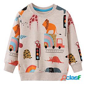 Kids Boys Sweatshirt Long Sleeve Camel Cartoon Lion Car