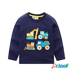 Kids Boys Sweatshirt Long Sleeve Navy Blue Cartoon Car
