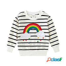 Kids Boys Sweatshirt Long Sleeve White Rainbow Cartoon