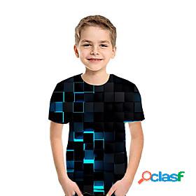 Kids Boys T shirt Blouse Short Sleeve Patchwork Geometric 3D