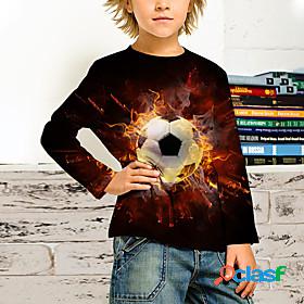 Kids Boys T shirt Long Sleeve Black 3D Print Football School