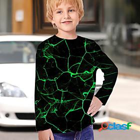 Kids Boys T shirt Long Sleeve Black 3D Print Graphic Active