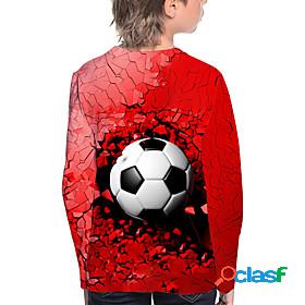Kids Boys T shirt Long Sleeve Football 3D Print Red Children