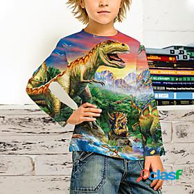 Kids Boys T shirt Long Sleeve Green 3D Print Animal School