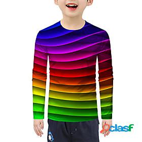 Kids Boys T shirt Long Sleeve Rainbow 3D Print Daily Outdoor