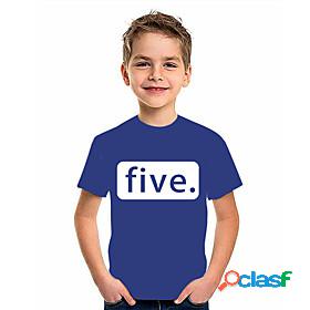 Kids Boys T shirt Short Sleeve 3D Print Letter Blue Children