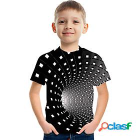 Kids Boys T shirt Short Sleeve 3D Print Optical Illusion