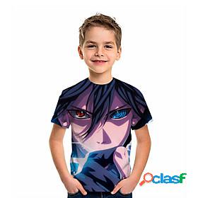 Kids Boys T shirt Short Sleeve Anime Graphic Print Purple