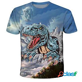 Kids Boys' T shirt Short Sleeve Blue 3D Print Dinosaur Print