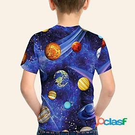 Kids Boys T shirt Short Sleeve Blue 3D Print Print Galaxy