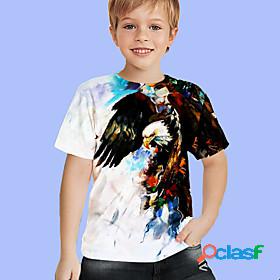 Kids Boys T shirt Short Sleeve Blue White Purple 3D Print