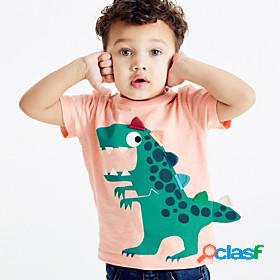 Kids Boys T shirt Short Sleeve Cartoon Dinosaur Dusty Rose